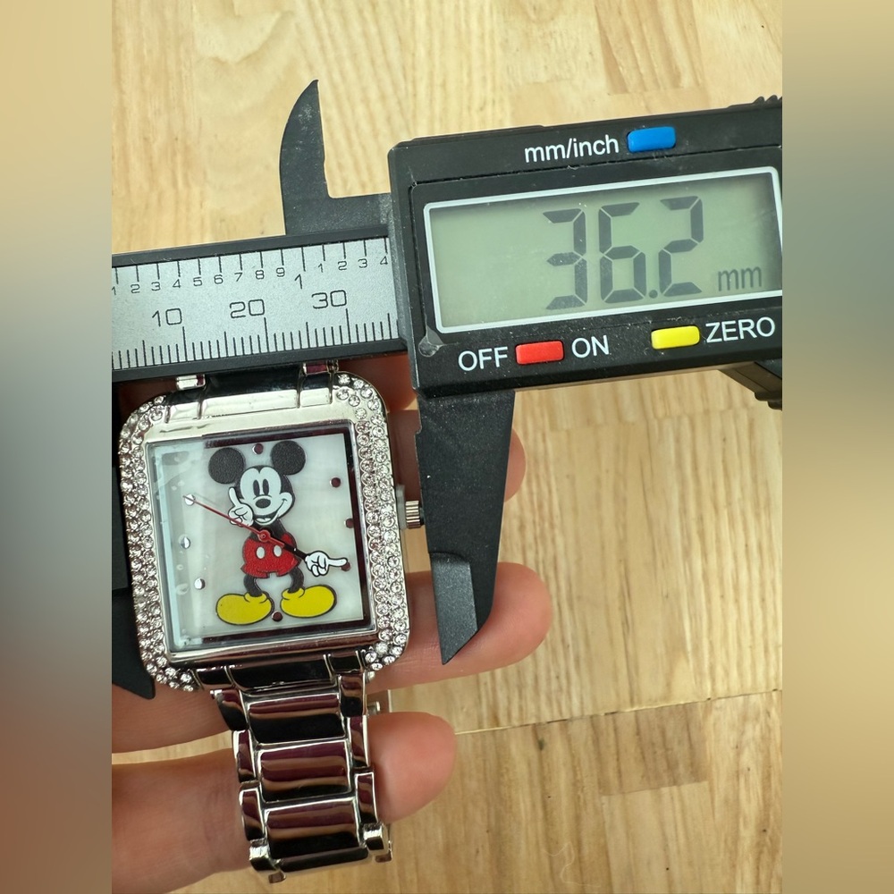 Disney rectangular Mickey Mouse silver tone watch… - image 4